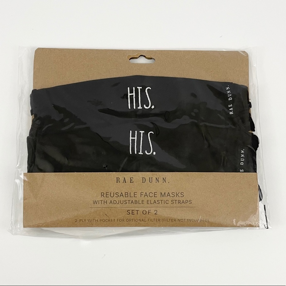 New! Set of 2 HIS Rae Dunn Face Mask